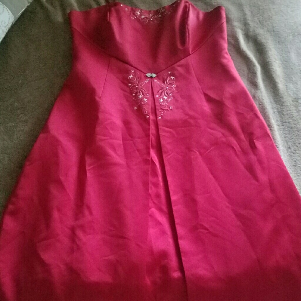 Michaelangelo Fuchsia Strapless Prom Dress